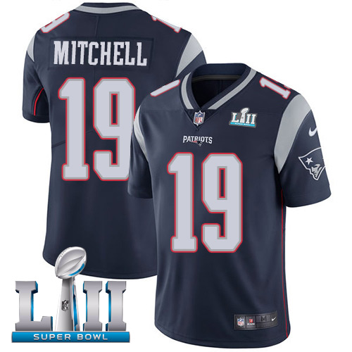 Nike Patriots #19 Malcolm Mitchell Navy Blue Team Color Super Bowl LII Men's Stitched NFL Vapor Untouchable Limited Jersey